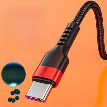 Кабель для сверхбыстрой зарядки мощностью 120 Вт для мобильных телефонов Huawei, Honor, Apple, Android Type-C 0.3m TYPE-C interface чёрный/красный