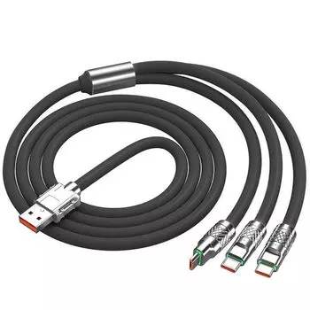 Кабель для зарядки 3 в 1 Type-C iPhone Android кабель для зарядки USB 1,2 м Кабель Micro USB для быстрой зарядки Зарядка 3 устройств одновременно 3 в 1 Type C