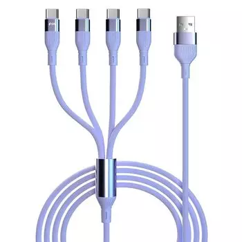 Кабель для зарядки 4 в 1 типа C USB A - Type C с четырьмя ножками Зарядка 4 устройств одновременно Кабель для быстрой зарядки 66 Вт/6 А 4 порта USB C Передача данных