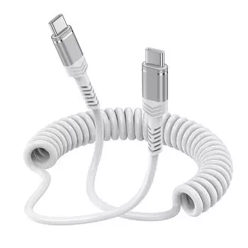 Кабель для зарядки iPhone16, спиральный, совместимый с 20 Вт/PD, от 20 см до 120 см, свободное расширение и сжатие, кабель для зарядки USB-C, скручивающийся кабель для автомобиля