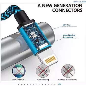 Кабель для зарядки iPhone 2 м 3 шт. в упаковке Кабель для зарядки iPhone Длинный кабель Lightning для iPhone Цветной плетеный USB 3pcs