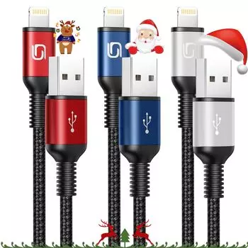 Кабель для зарядки iPhone 2M Кабель Lightning 3 шт. Кабель для зарядки iPhone Кабель для быстрой зарядки Lightning Предотвращение отключения Кабель для зарядки iPhone