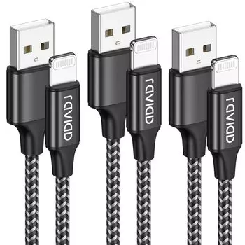 Кабель для зарядки iPhone Кабель Lightning 1M Набор из 3 кабелей Lightning Кабель для зарядки iPhone RAVIAD Кабель для быстрой зарядки iPhone Кабель для зарядки iPhone