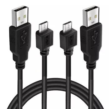 Кабель для зарядки контроллера PS4 с разъемом Micro USB, совместимый с кабелем для быстрой зарядки PS4 Pro с разъемом Micro USB [комплект 2], тонкий и т. д.