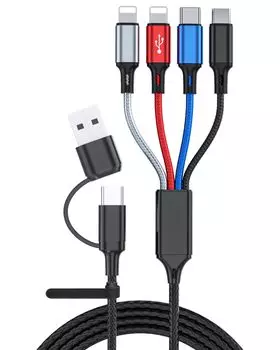 Кабель для зарядки нескольких устройств, совместимый с Micro USB, кабель USB поддерживает быструю поддержку USB и поддерживает адаптер питания, 6-в-1, многофункциональная зарядка