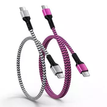 Кабель для зарядки Ocbuo iphone16 Type C короткий 30 см + длинный 90 см Набор из 2 кабелей для быстрой зарядки PD20W Type C Кабель USB C-USB C Прочный нейлоновый Android Type-C