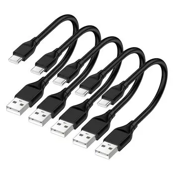 Кабель для зарядки типа C 0,3 м [Набор из 5 шт.] Кабель для быстрой зарядки QC3.0 для iPhone 16 Кабель для зарядки типа C USB2.0 с высокой скоростью передачи данных Высокая прочность