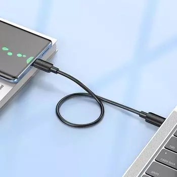 Кабель для зарядки типа C 60 Вт, высокоскоростной USB-удлинитель C-TypeC для телефона 15, мобильного телефона, планшета 25 см чёрный