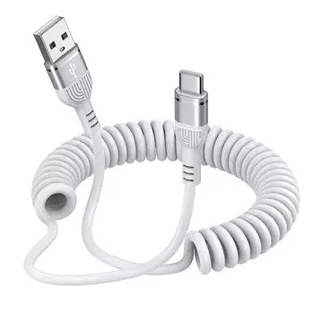 Кабель для зарядки типа C, кабель для зарядки iPhone 16, спиральный, от 0,3 м до 1,2 м, удлинитель QC3.0, быстрая зарядка, кабель типа C, высокоскоростная передача данных, макс. 3 А