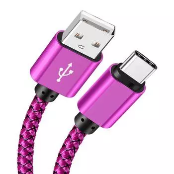 Кабель для зарядки USB A-Type C, 2A, быстрое зарядное устройство, нейлоновый кабель для передачи данных, 1 м, 2 м, 3 м, для iPhone, Android, Huawei, Samsung, зарядное устройство TypeC 1m