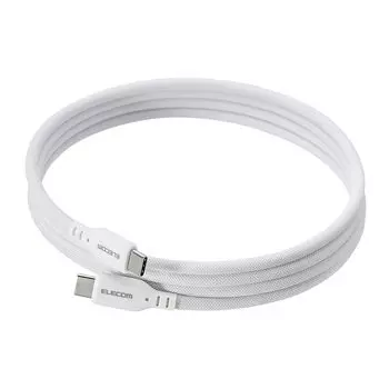 Кабель ELECOM USB Type C длиной 1,5 м, совместимый с PD, 60 Вт / 3 А, магнитный сетчатый кабель, прочный на разрыв, мягкий, белый [совместимость с iPhone 16 серии проверена] MPA-CCMG15WH