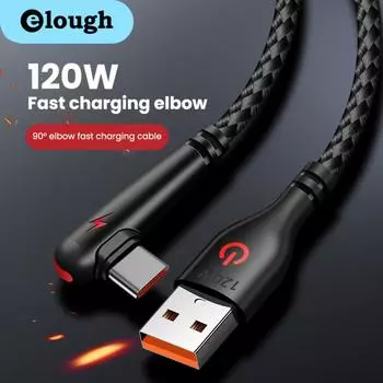 Кабель Elough 120 Вт USB Type-C — USB C Кабель для быстрой зарядки телефона для Huawei Mate 40 30 Xiaomi и других