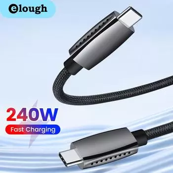 Кабель Elough PD 240 Вт USB Type-C — USB C Кабель для быстрой зарядки телефона для Huawei Mate 40 30 Xiaomi и других