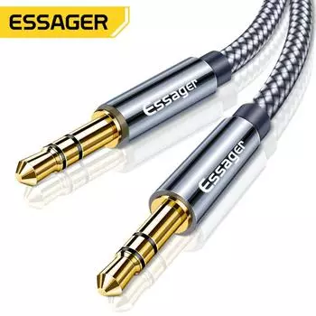 Кабель Essager Aux, провод для динамика, разъем 3,5 мм, аудиокабель для автомобильного адаптера для наушников, шнур «папа» на разъем 3,5 мм для Samsung Xiaomi 0.5M темно-серого