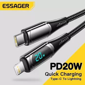 Кабель ESSAGER USB C PD 20 Вт USB Type C кабель для зарядного устройства iPhone 13 12 11 XR Pro Max 3A Кабель для быстрой зарядки Тип C Проводной шнур