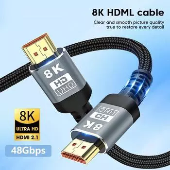 Кабель HDMI 8K/60 Гц 4K/120 Гц UHD HDR 48 Гбит/с Адаптер Высокоскоростной Кабель HDMI-HDMI для ноутбука, телевизора, серии Xbox, проектора, монитора 1M