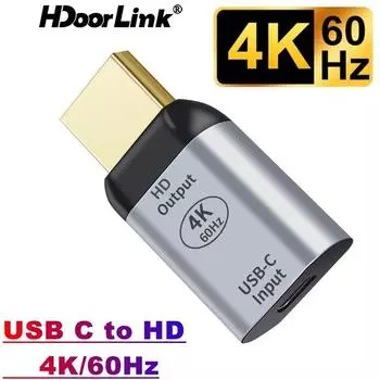 Кабель HdoorLink USB C для HDMI/DP-совместимого адаптера 4K 60 Гц Type C для HDMI-совместимого кабеля Thunderbolt3 для HD-разъема для Macbook USB-C To HDMI