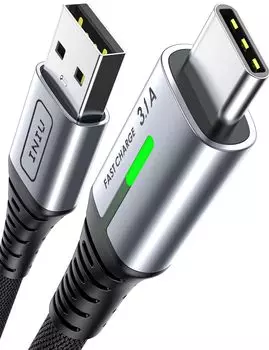 Кабель INIU USB C длиной 2 м, быстрая зарядка, тип A - C, кабель для зарядки, совместимый с QC, сверхпрочная нейлоновая оплетка, высокоскоростная передача данных, тип C, iPhone 15 Pro Max