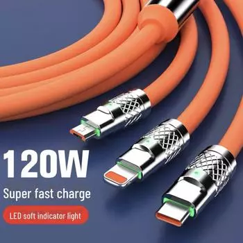 Кабель Jike Line Triple-Fast для быстрой зарядки устройств Apple, Huawei и Android Huawei Straight Plug