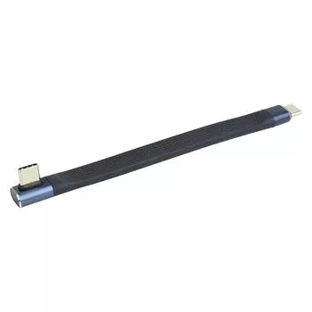 Кабель KOYOKOMA Type-C USB4 PD 240 Вт, быстрая зарядка, L-образный, прямой, 40 Гбит/с, Thunderbolt 3 4, короткий, плоский кабель длиной 12 см, 8 кГц, 60 Гц (тип С)