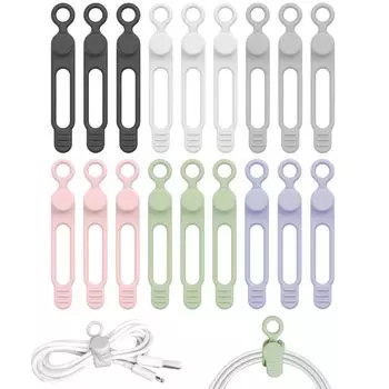 Кабель Lasocy, многофункциональный кабель, провод для наушников, 6 цветных 18 штук, зажим, лента, силикон, органайзер, лента, органайзер,