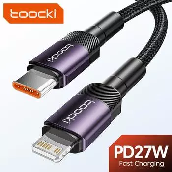 Кабель Lightning Tooki USB C для iPhone 14 13 12 11 Pro Max XS XR iPad PD 27 Вт/20 Вт, кабель для быстрой зарядки типа C с кабелем для передачи данных A-L 0.5M чёрный
