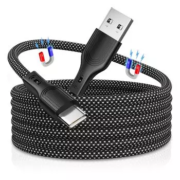 Кабель Magtame с магнитом, автоматический накопитель USB-кабель типа C, 3 А, быстрая зарядка, USB-кабель типа C, двойной нейлон, совместимый с USB A-C, совместимый с