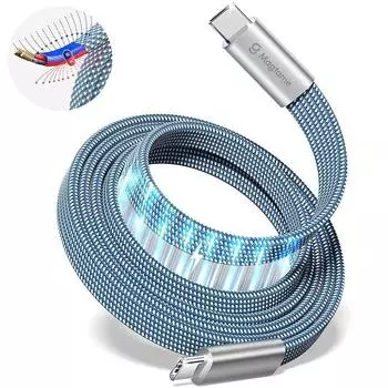 Кабель Magtame type c плоский плоский магнит автоматическое хранение 240 Вт/5 А быстрая зарядка кабель type-c совместимый с QC4.0/PD3.1 кабель usbc-usbc металлический разъем