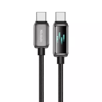 Кабель Mcdodo USB-C - USB-C Скорость зарядки Отображение экрана 100 Вт PD Быстрая зарядка iPhone 16 Кабель Установлен чип E-marker Высокая скорость передачи данных