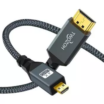 Кабель Micro HDMI-HDMI Twozoh 3M (HDMI Micro Тип D Мужской - HDMI Тип A Мужской) 3D 4K 1080P @60 Гц Высокая скорость ??Кабель Micro HDMI HDMI, совместимый с Go