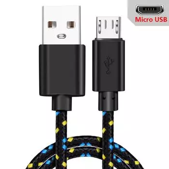 Кабель Micro USB 1 м/2 м/3 м USB-кабель для синхронизации данных и зарядки для телефонов Samsung Huawei Xiaomi HTC Android, нейлоновые кабели MicroUSB в оплетке 0.5m