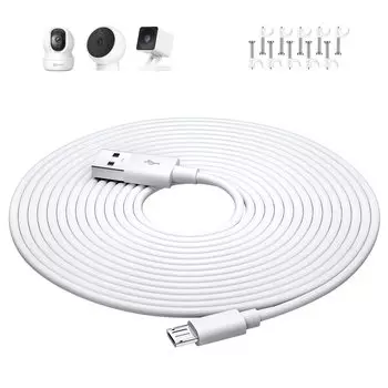 Кабель Micro USB 5M Кабель питания Micro USB для питания камер видеонаблюдения USB A microB Male Male ATOM Cam Cam Dog USB-кабель для контроллера белый