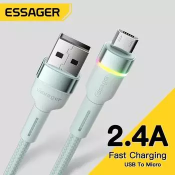 Кабель Micro USB Essager, шнур для быстрого зарядного устройства, провод для передачи данных для Xiaomi Mi Redmi Realme 12, 11, 10, Huawei, Samsung, шнур для зарядки телефона, кабель