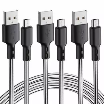 Кабель Micro USB из 3-х штук для быстрой зарядки и высокоскоростной передачи данных, предотвращение отключения, совместимый с Xperia GalaxyS7, PS4, Xbox, контроллером Edge, S6, Note5