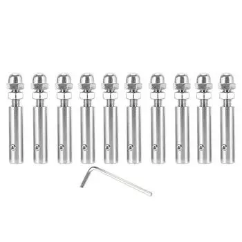 Кабельные перила 3 мм, резьбовая шпилька, натяжной конец, тумблер, анкерный зажим для 1/8 троса, деревянная лестничная палуба, крючок для стойки 4PCS