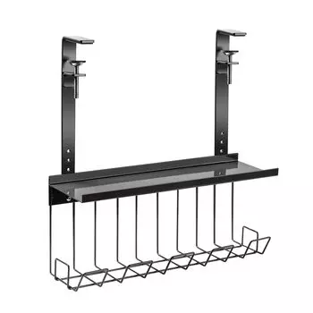 Кабельный лоток Hachibanya под столом для хранения шнуров и проводов, серый лоток для хранения маршрутизатора, ширина 40 см, глубина 12 см, высота 41 см, прибл.