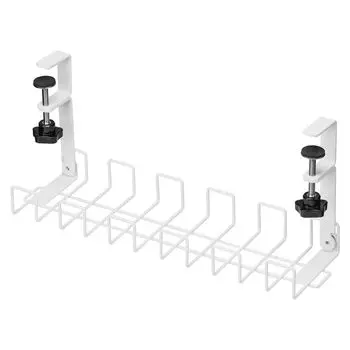 Кабельный лоток Sanwa Direct, ширина 42 см, зажим под столом, фиксированный тип провода, грузоподъемность 2 кг, кабельный органайзер, стойка для кабелей, организация проводки, белый цвет 200-CT010W белый