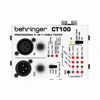 Кабельный тестер Behringer, совместимый с телефонами XLRTS,TRS, кабели MIDITTRCA, работающий на 9 В, встроенный тестовый тон CT100 Silver