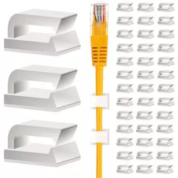 Кабельный зажим, держатель кабеля, 60 шт., держатель шнура, крючок для шнура, скрытый органайзер для шнура, поставляется с клейкой лентой, крепление для кабеля, белый цвет белый