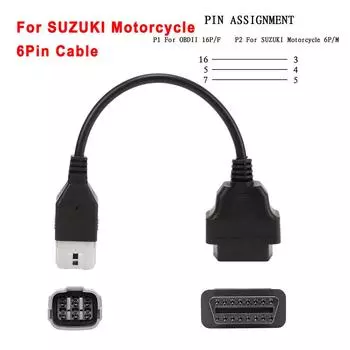 Кабель OBD2 6pin OBDII Test Диагностический разъем Замена кабеля-адаптера для мотоцикла Suzuki