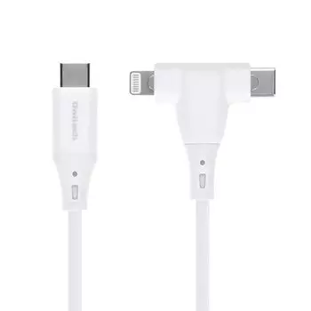 Кабель Owltech 2in1 для совместимых сертифицированных MFi PD60W с быстрой зарядкой и передачей данных 480 Мбит/с, 2 м, белый Type-C Type-C/Lightning OWL-CBSCLC20-WH белый