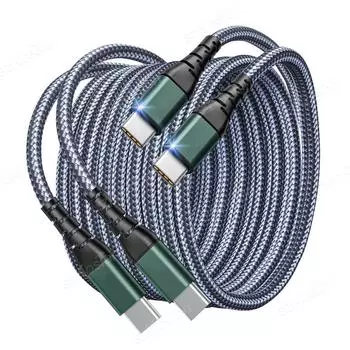 Кабель передачи данных USB C - USB C длиной 5 м/6 м, видео 4K, USB3.1 Gen2 VR, кабель типа C для быстрой зарядки iPhone 15 Pro Max, iPad MacBook 5m серый