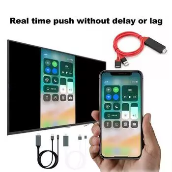 Кабель передачи сигнала AV, мультимедийный интерфейсный кабель, кабель для подключения смартфона 1080P к HDTV-проектору, адаптерный кабель для проецирования экрана чёрный