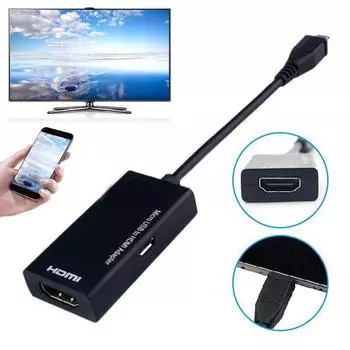Кабель-переходник CANXING Micro USB «папа» и «гнездо» HDMI для мобильного телефона, планшета, телевизора Micro usb & HDMI чёрный
