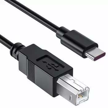 Кабель-переходник MIDI USB для Macbook USB 1 м, переходной кабель USB B-C «папа-папа» для MacBook Pro, ПК, электронного пианино, аудиоинтерфейса и т. д. чёрный