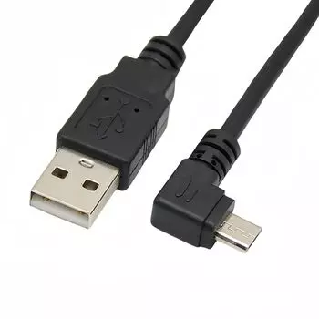 Кабель-переходник mini USB длиной 1 м, кабель microUSB с правым Г-образным разъемом USB A (мужской) - Кабель micro-B для зарядки (черный)
