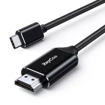 Кабель-переходник RayCue USB C HDMI, 2 м, коннектор-переходник, настройки не требуются, нейлоновый шнур Thunderbolt, MacBook Air, iPhone15 Pro, смартфон Type C
