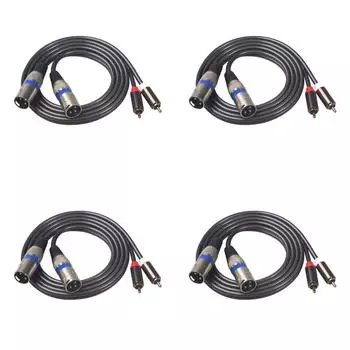 Кабель-переходник с двойным разъемом XLR на двойной разъем RCA, патч-кабель для аудиосигнала, 1,5 м/4,9 фута, черный