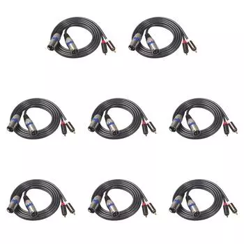 Кабель-переходник с двойным разъемом XLR на двойной разъем RCA, патч-кабель для аудиосигнала, 1,5 м/4,9 фута, черный