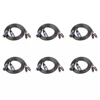 Кабель-переходник с двойным разъемом XLR на двойной разъем RCA, патч-кабель для аудиосигнала, 1,5 м/4,9 фута, черный